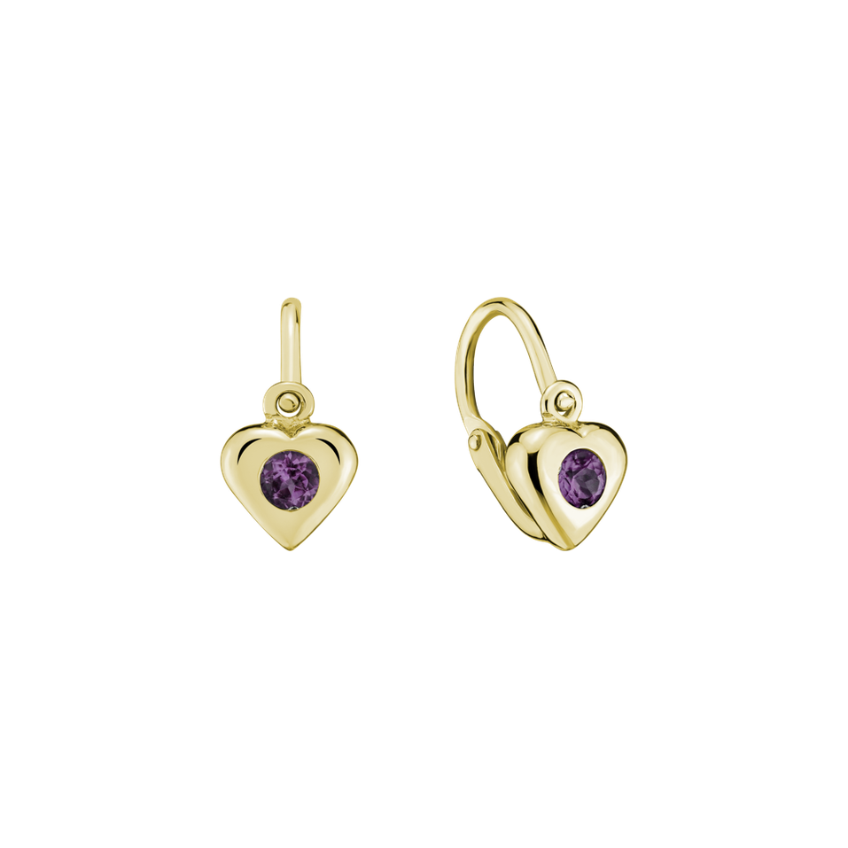 Children's earrings with Amethyst Eternal Love