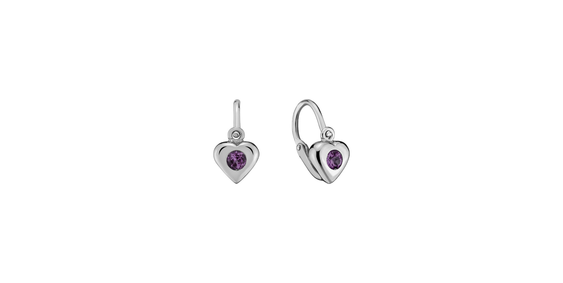 Children's earrings with Amethyst Eternal Love