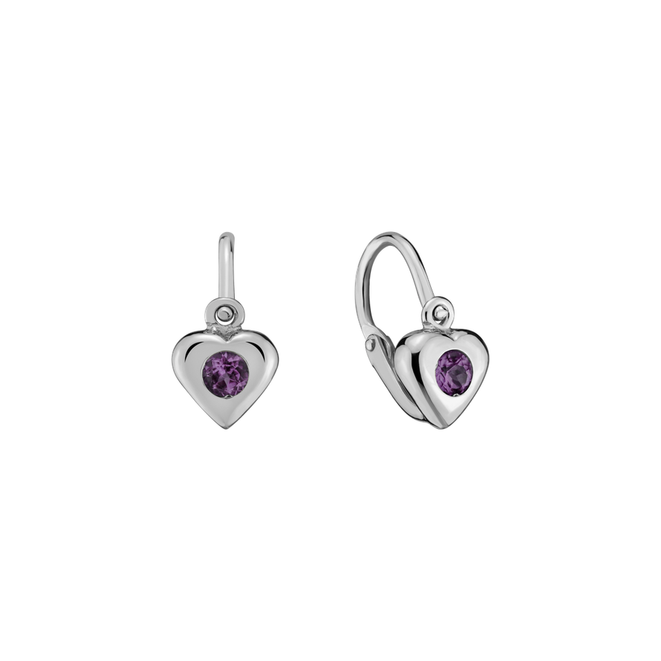 Children's earrings with Amethyst Eternal Love