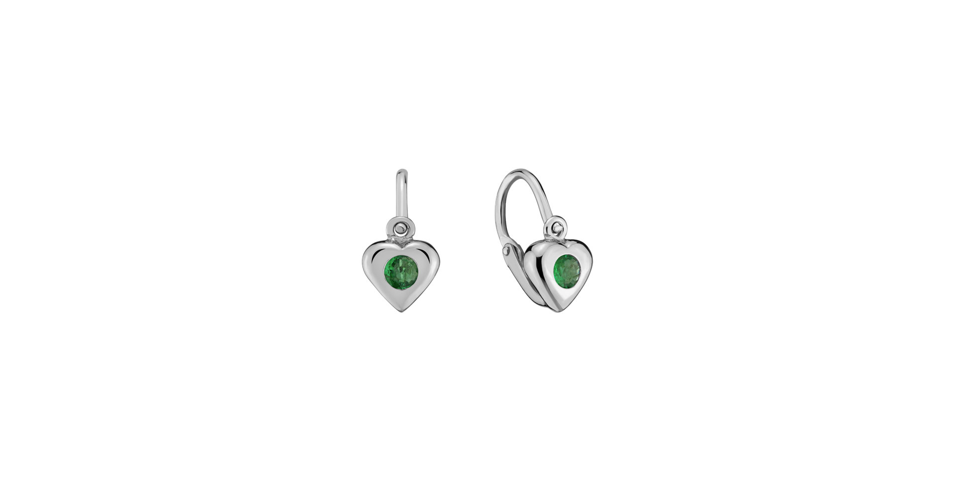 Children's earrings with Emerald Eternal Love