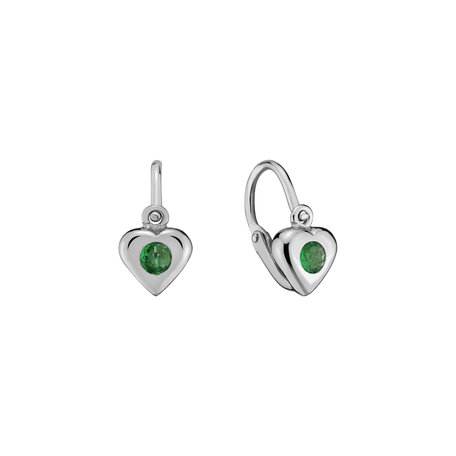 Children's earrings with Emerald Eternal Love