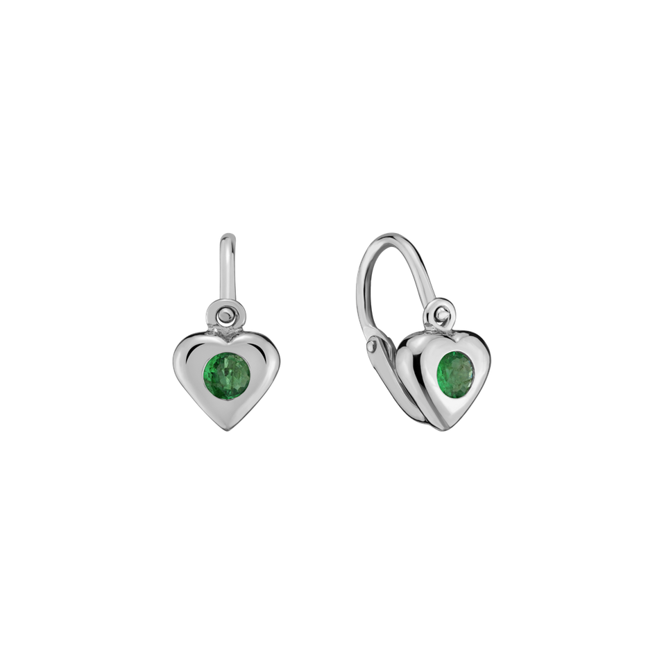 Children's earrings with Emerald Eternal Love