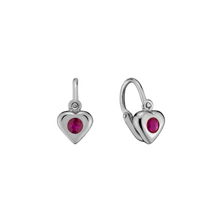 Children's earrings with Ruby Eternal Love