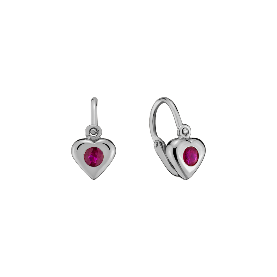 Children's earrings with Ruby Eternal Love