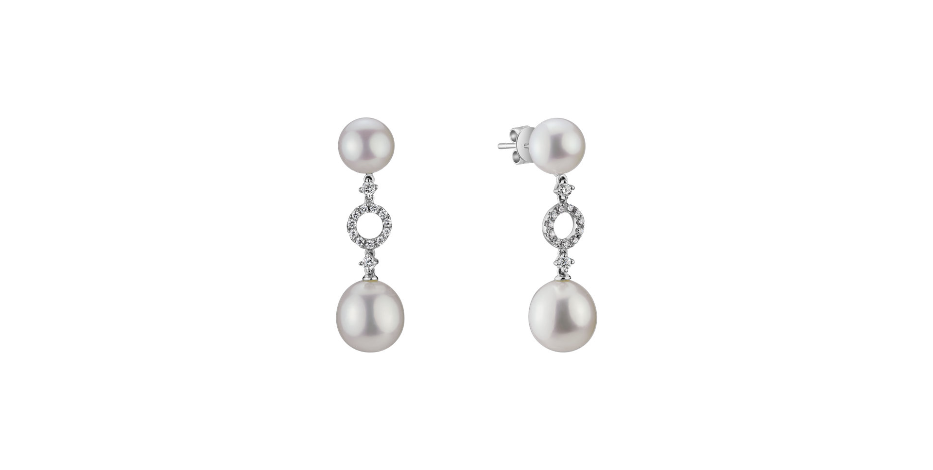 Diamond earrings with Pearl Zarina Pearls