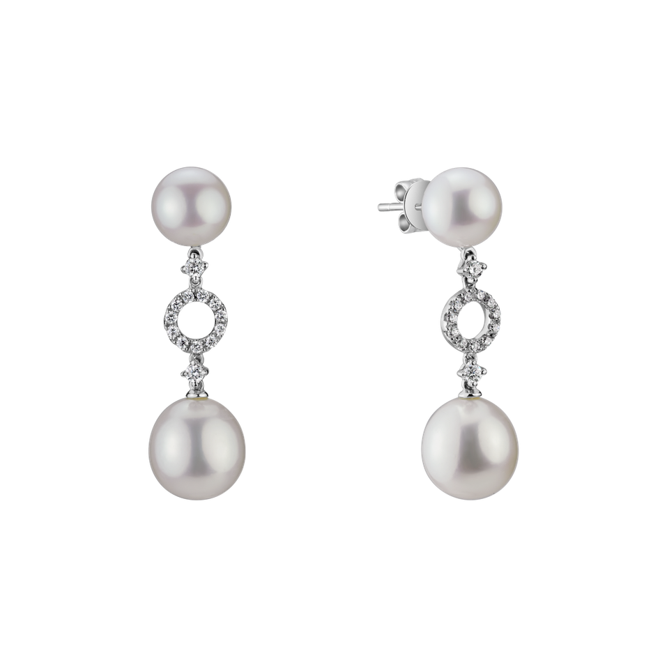 Diamond earrings with Pearl Zarina Pearls