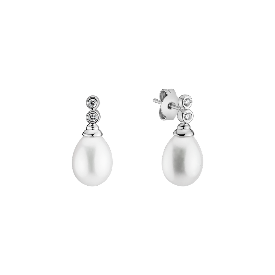 Diamond earrings with Pearl Marine Wonder