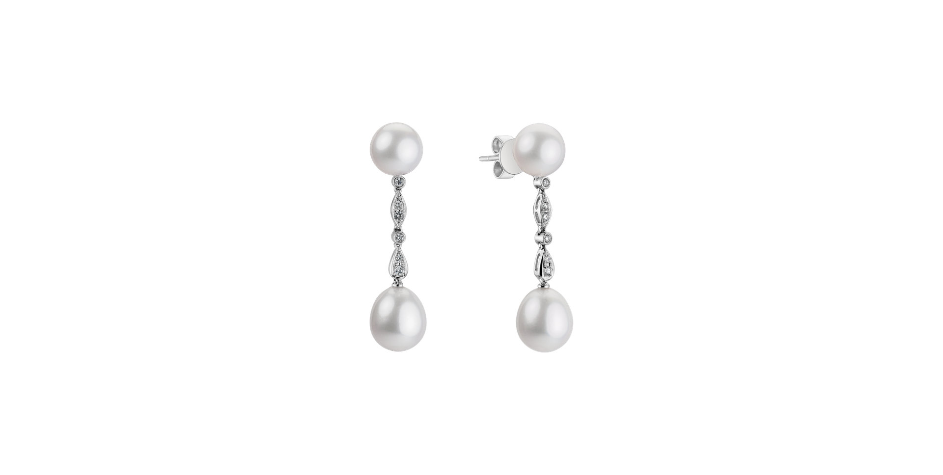 Diamond earrings with Pearl Ocean Tears
