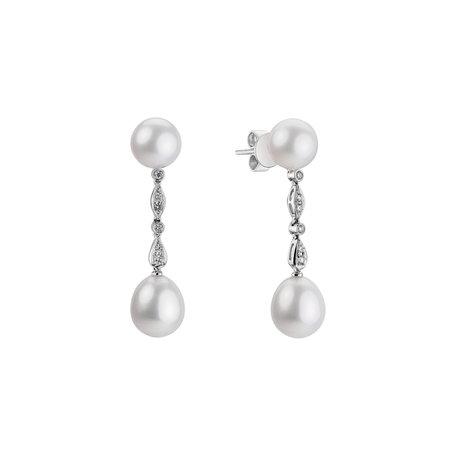 Diamond earrings with Pearl Ocean Tears