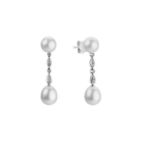 Diamond earrings with Pearl Ocean Tears