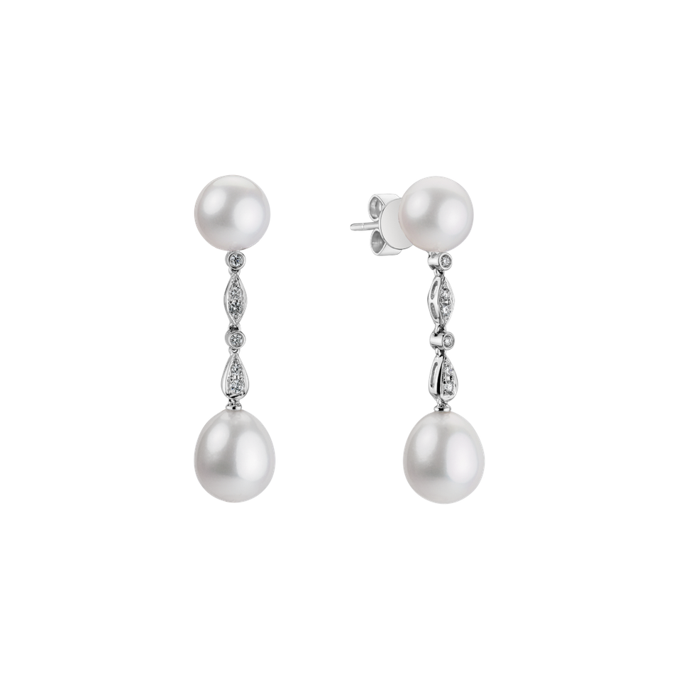 Diamond earrings with Pearl Ocean Tears