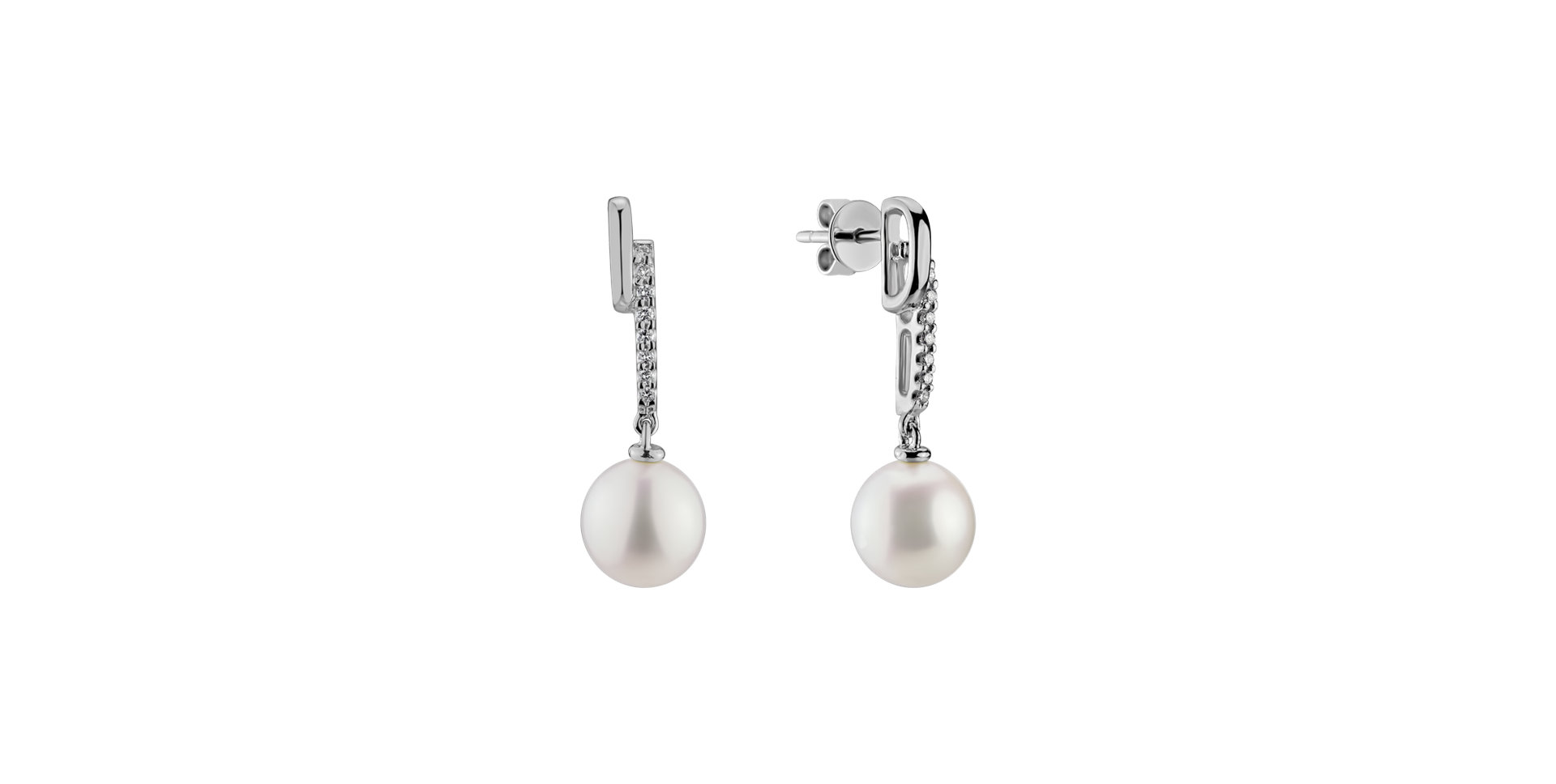 Diamond earrings with Pearl River of Ximena