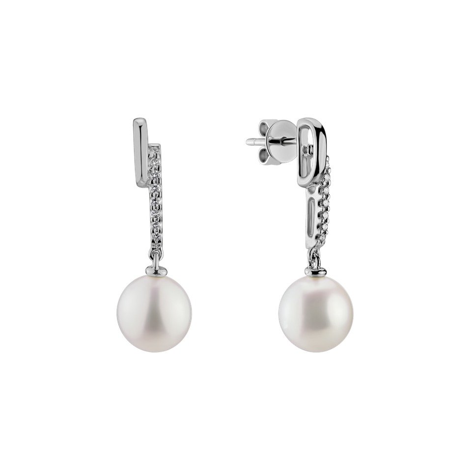 Diamond earrings with Pearl River of Ximena