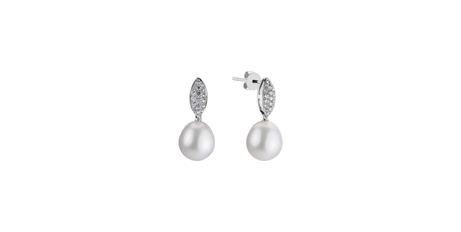 Diamond earrings with Pearl Divine Depth