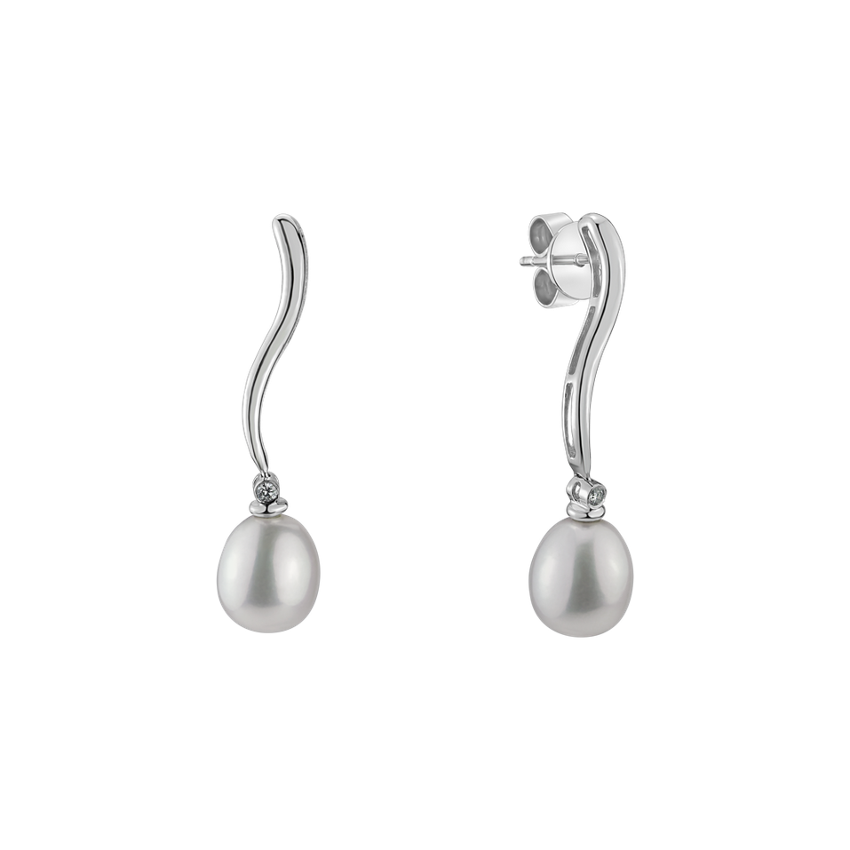 Diamond earrings with Pearl Wendy River