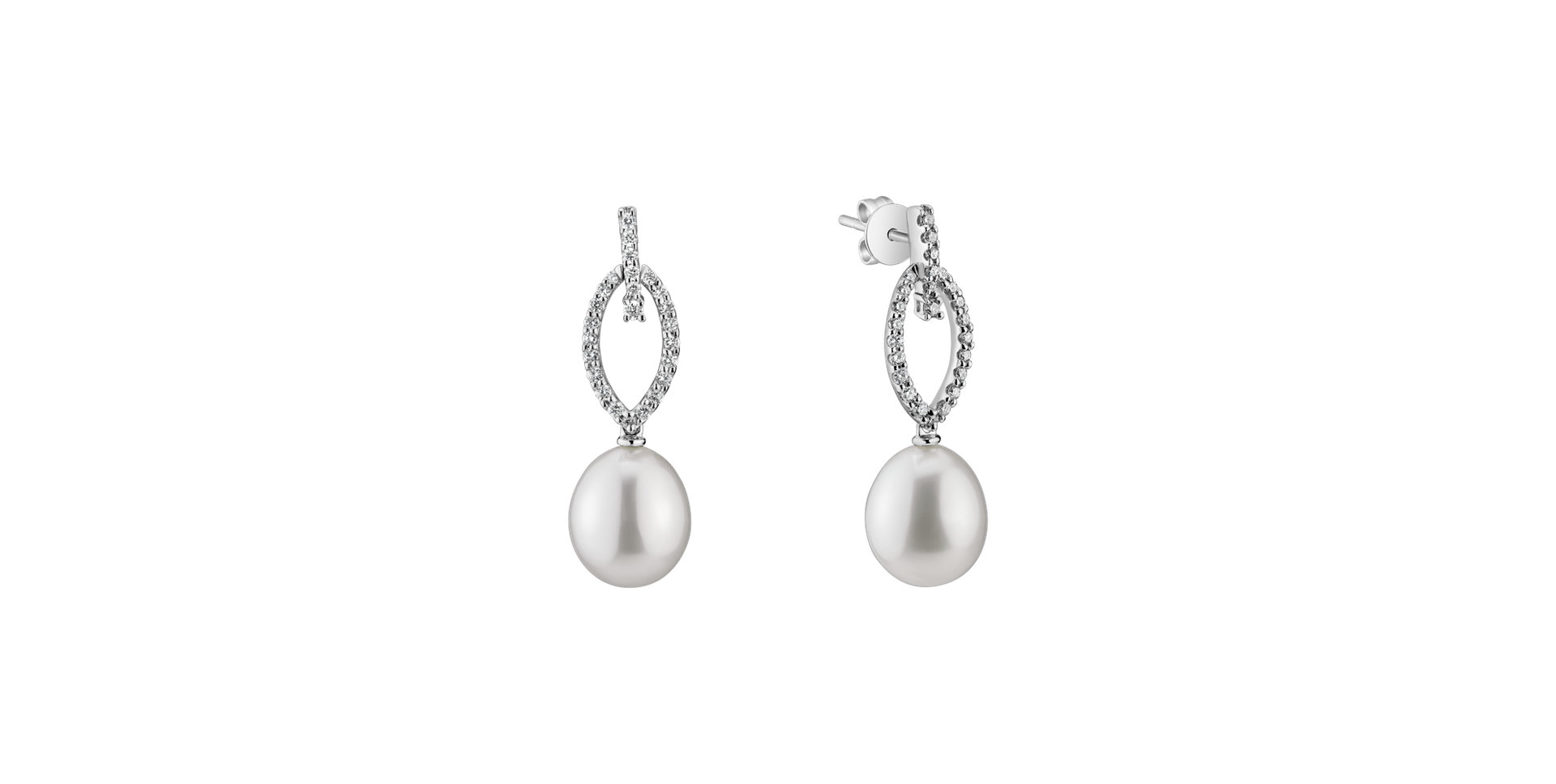 Diamond earrings with Pearl Virginia Pearls