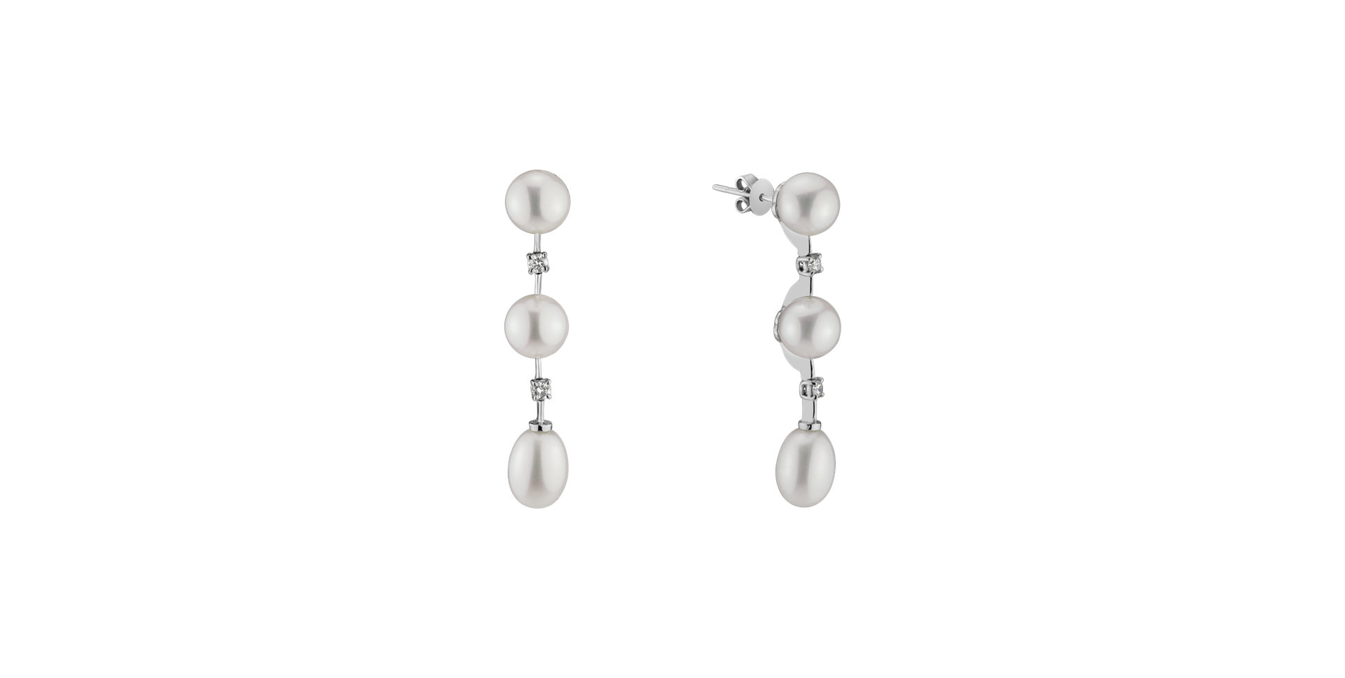 Diamond earrings with Pearl Thalia Treasure