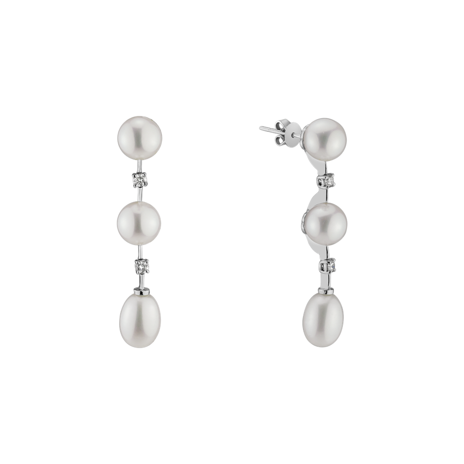 Diamond earrings with Pearl Thalia Treasure