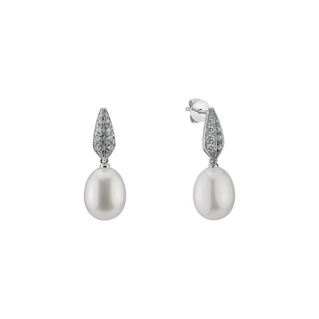 Diamond earrings with Pearl Tatiana Pearls