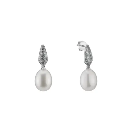 Diamond earrings with Pearl Tatiana Pearls