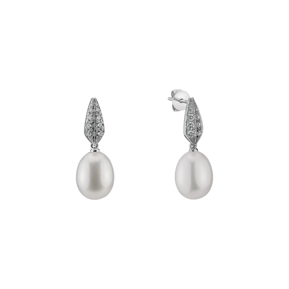 Diamond earrings with Pearl Tatiana Pearls