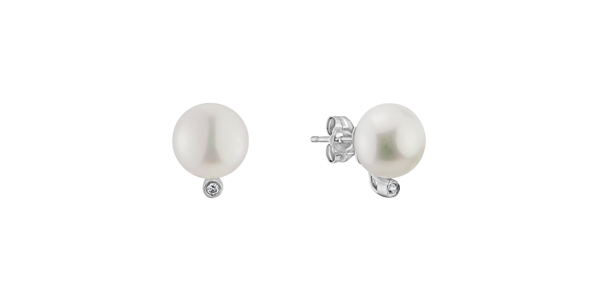 Diamond earrings with Pearl Sonia River