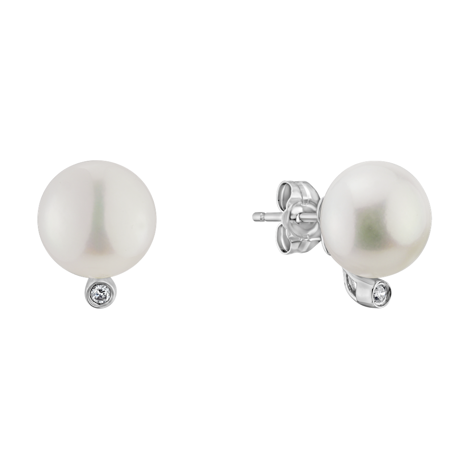 Diamond earrings with Pearl Sonia River