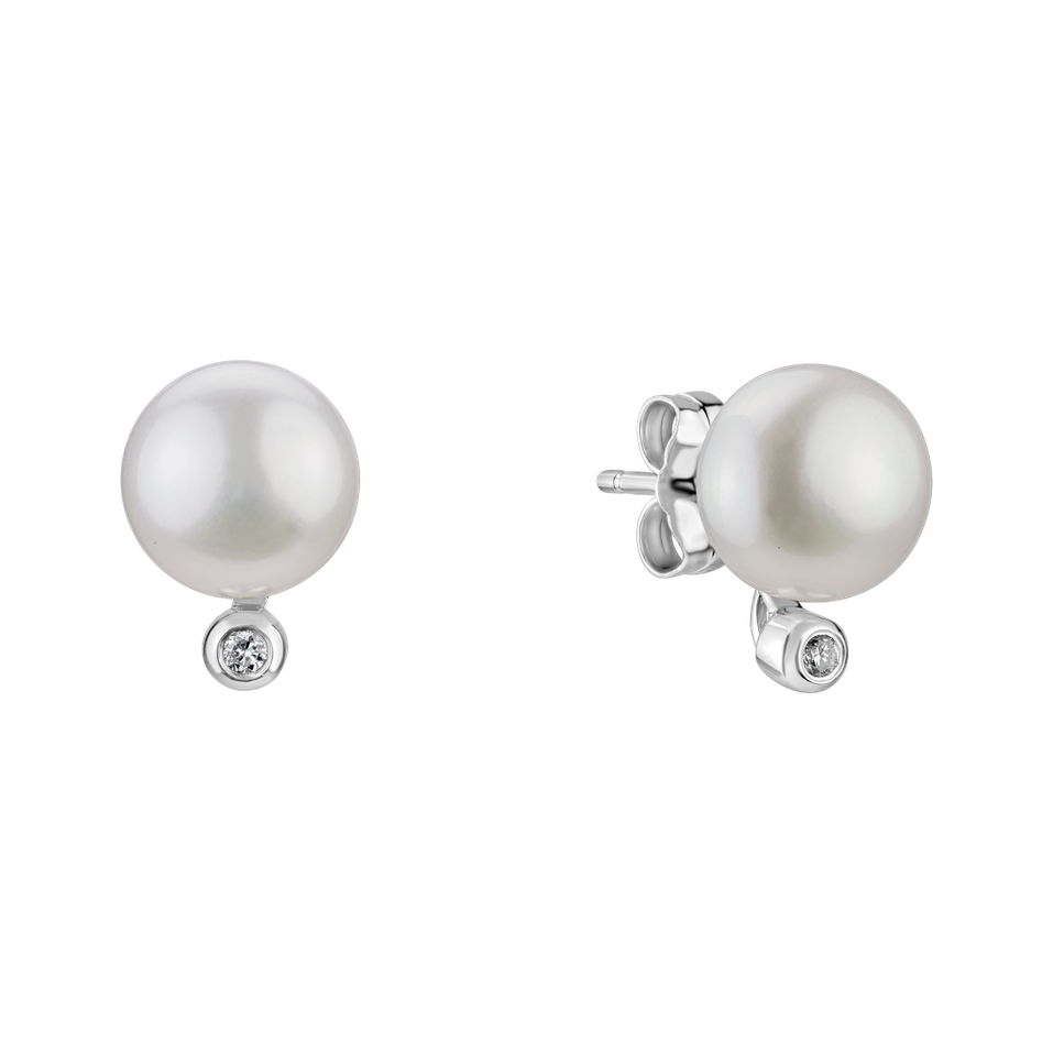 Diamond earrings with Pearl Sofia River