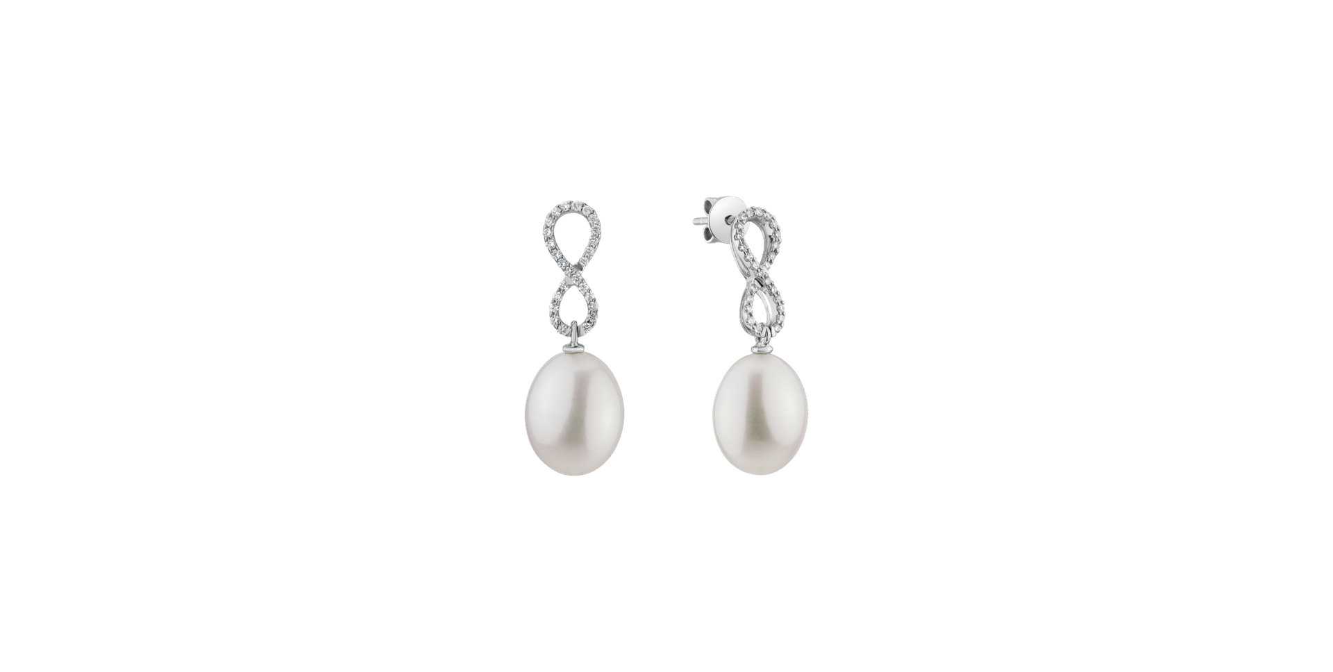 Diamond earrings with Pearl Endless Journey