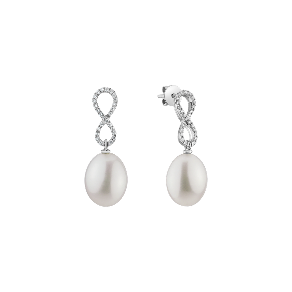 Diamond earrings with Pearl Endless Journey