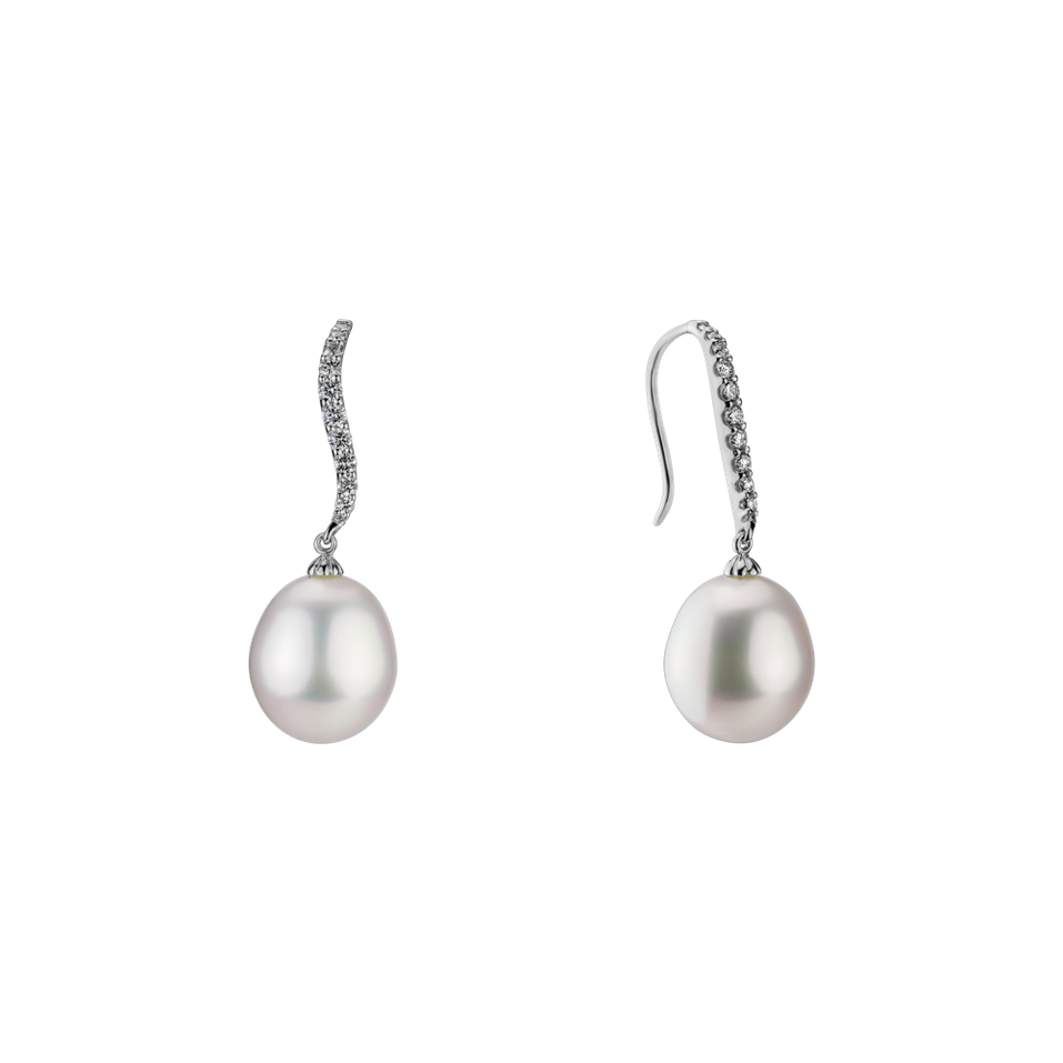 Diamond earrings with Pearl Undersea Sierra