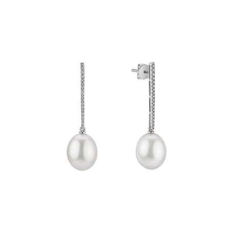 Diamond earrings with Pearl Underwater Sierra