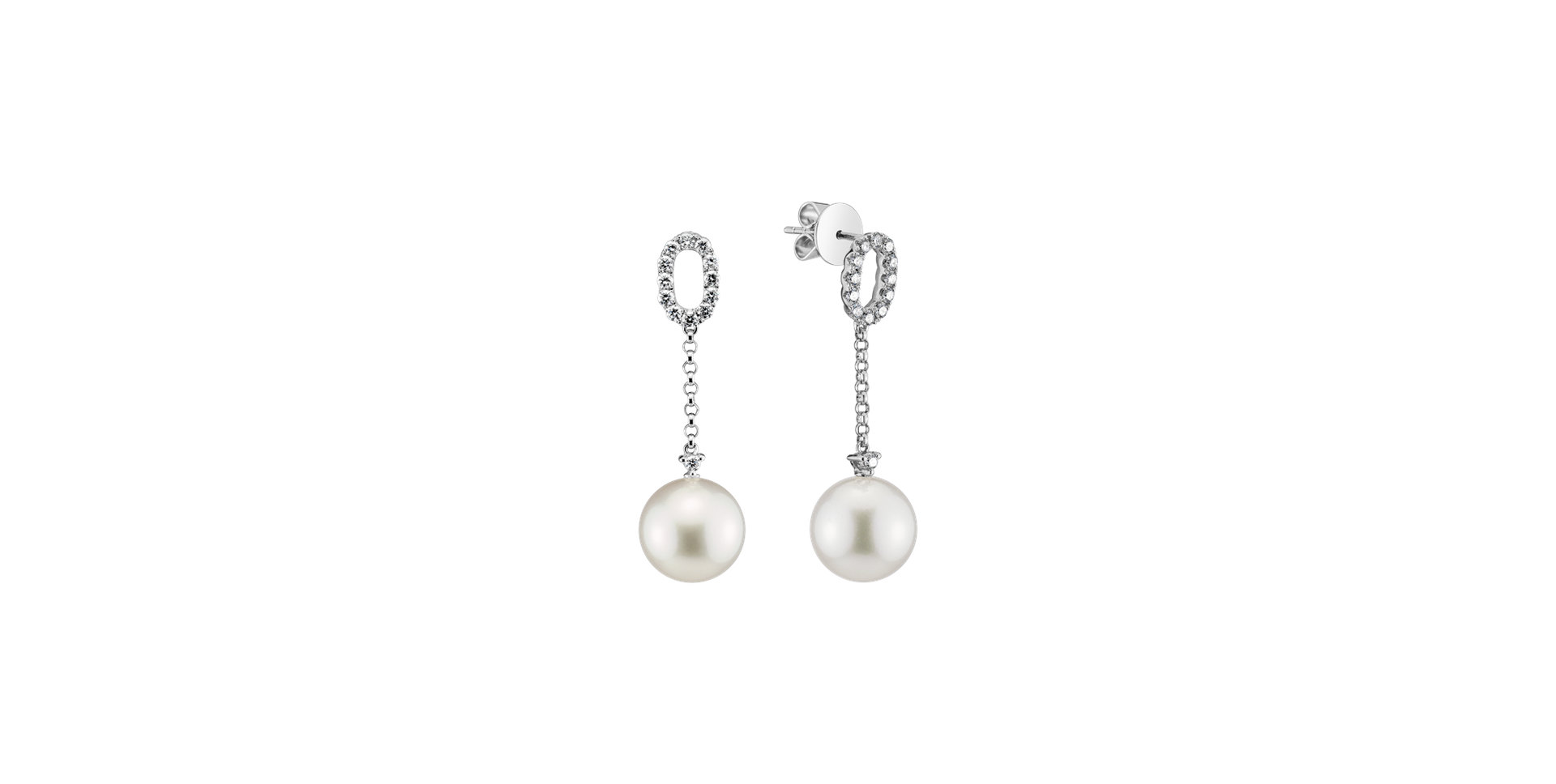 Diamond earrings with Pearl Frozen Ocean