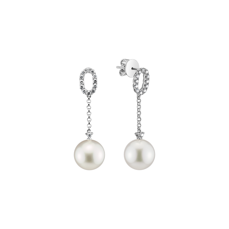 Diamond earrings with Pearl Frozen Ocean