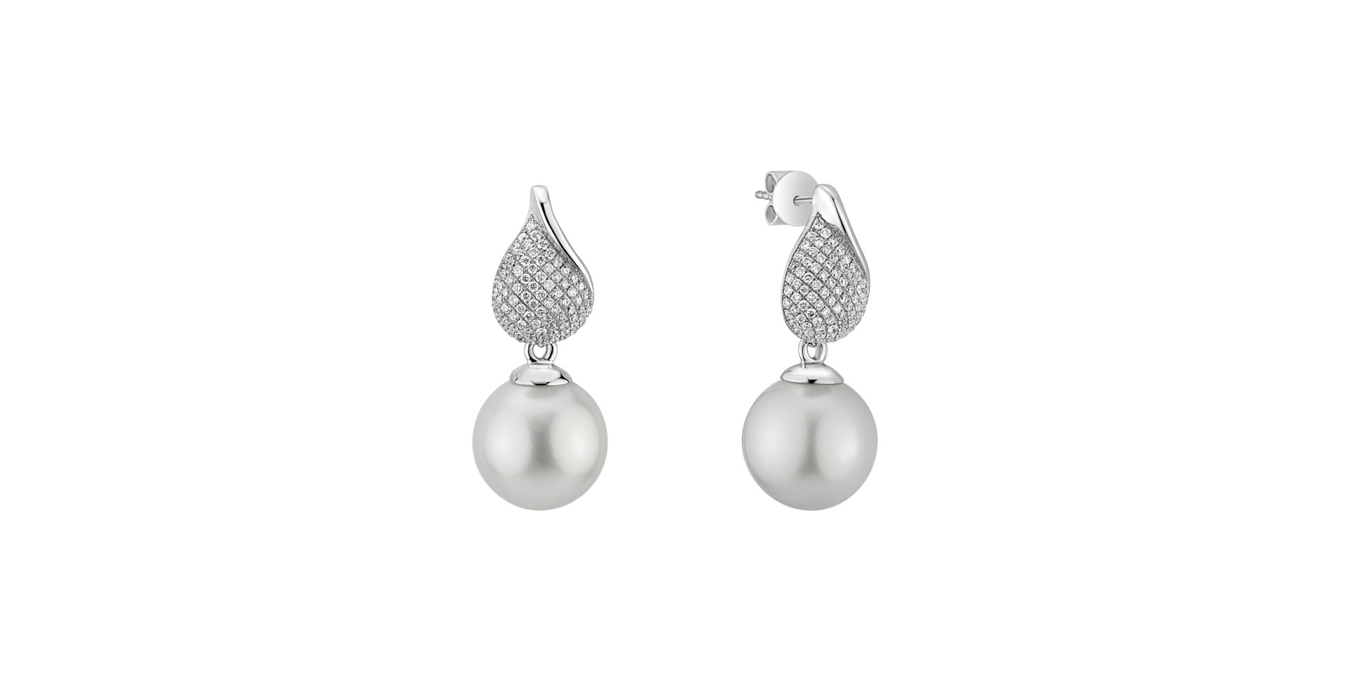 Diamond earrings with Pearl Gabby