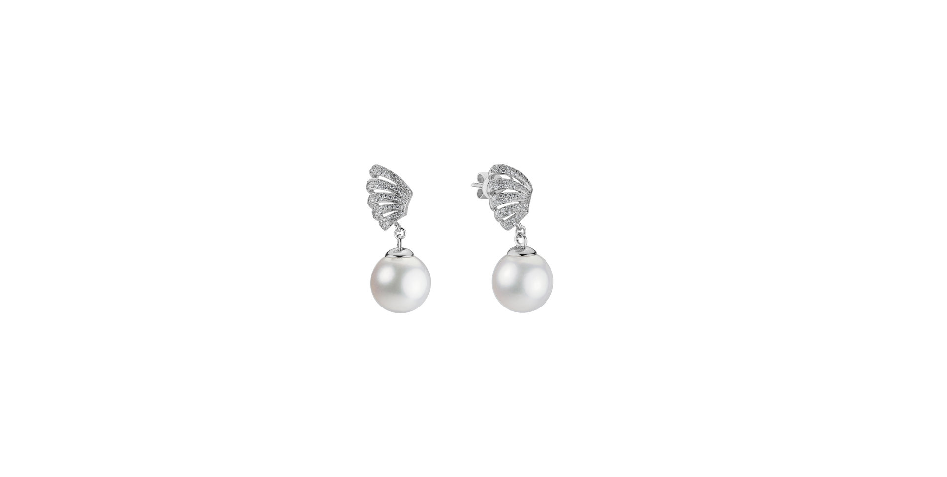 Diamond earrings with Pearl Angel Pearls