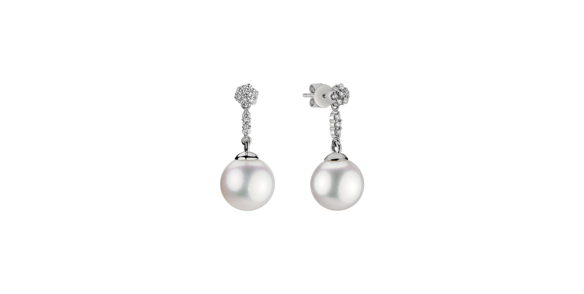 Diamond earrings with Pearl Coastal Beauty