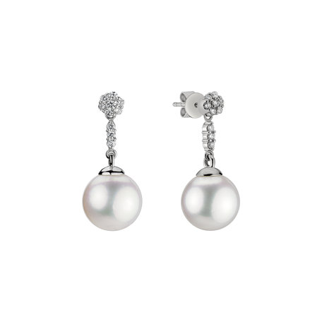 Diamond earrings with Pearl Coastal Beauty