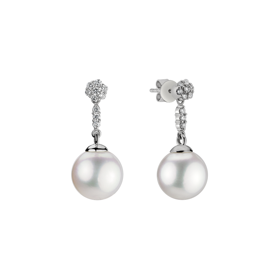 Diamond earrings with Pearl Coastal Beauty