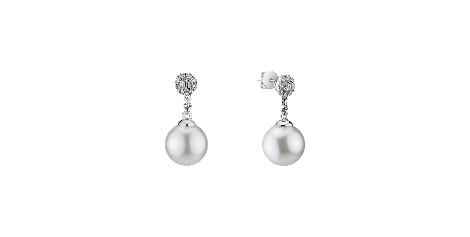 Diamond earrings with Pearl Crystal Sea