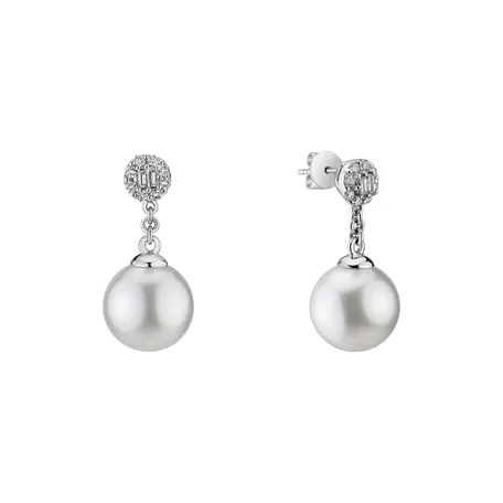 Diamond earrings with Pearl Crystal Sea
