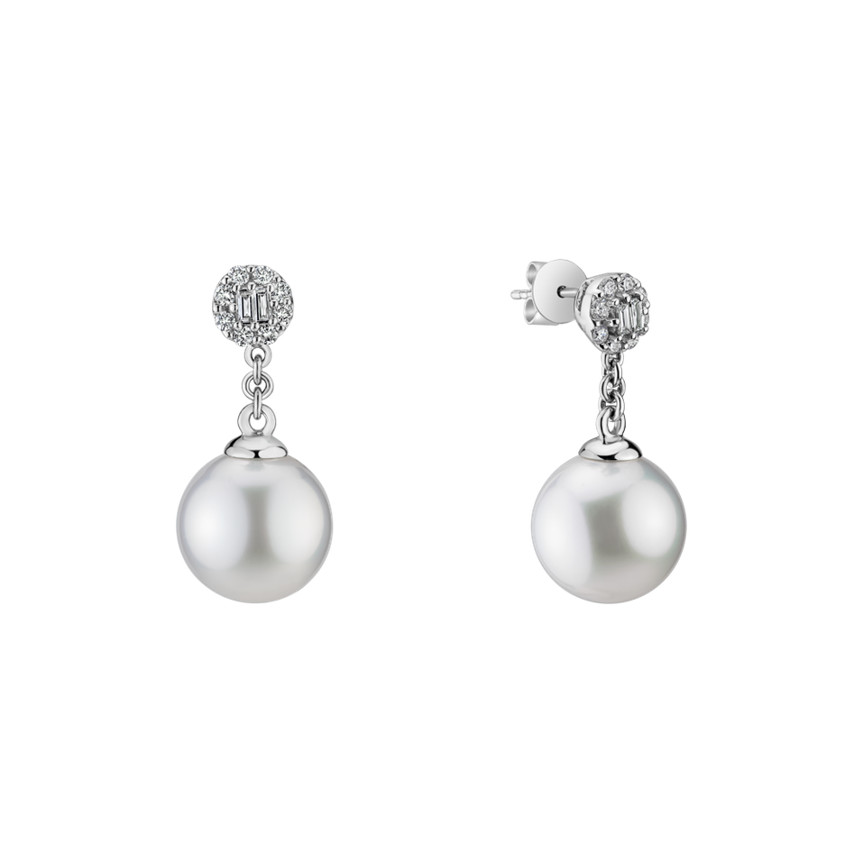Diamond earrings with Pearl Crystal Sea
