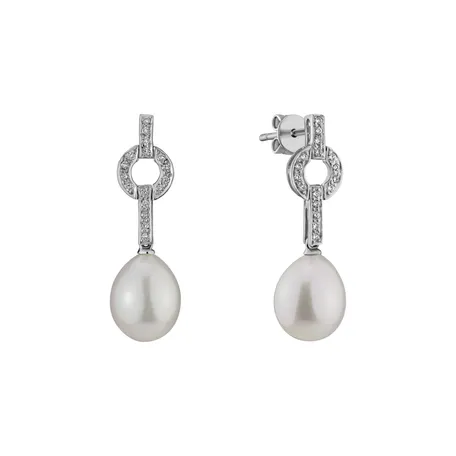 Diamond earrings with Pearl Underwater Mystery