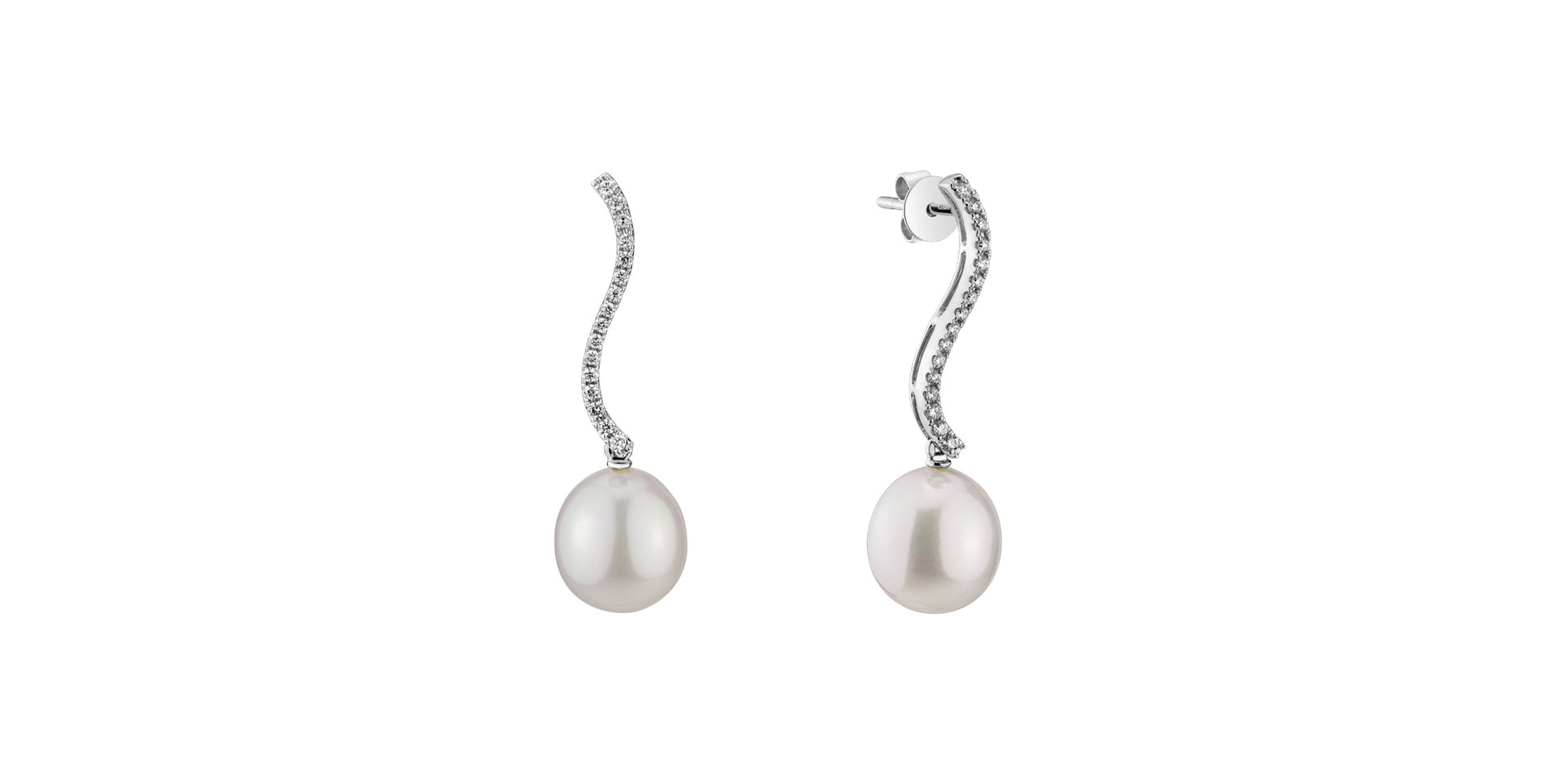 Diamond earrings with Pearl See Sea