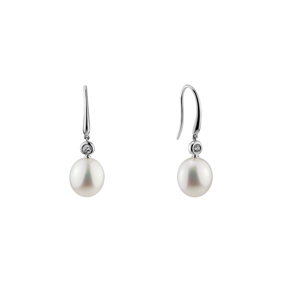 Diamond earrings with Pearl Ocean for Selena