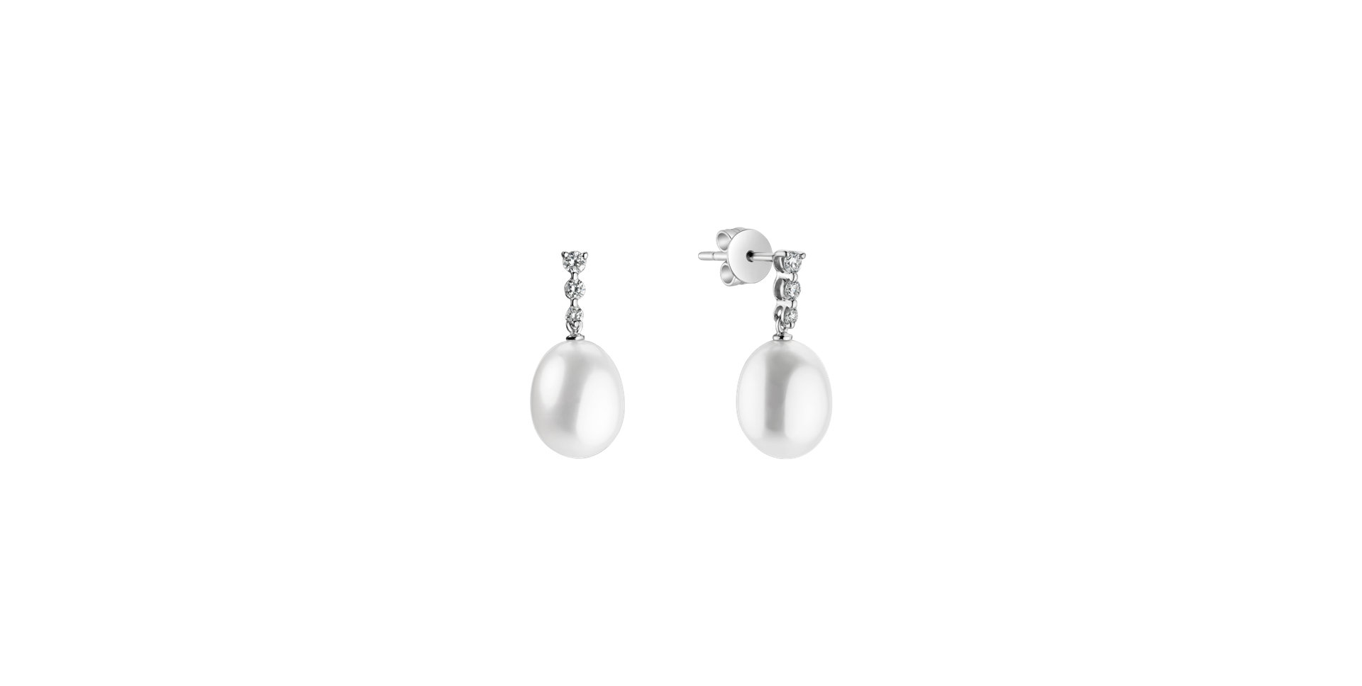 Diamond earrings with Pearl Shiny Treasure
