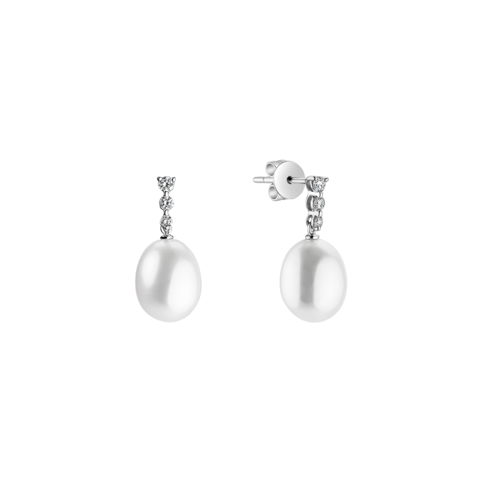 Diamond earrings with Pearl Shiny Treasure