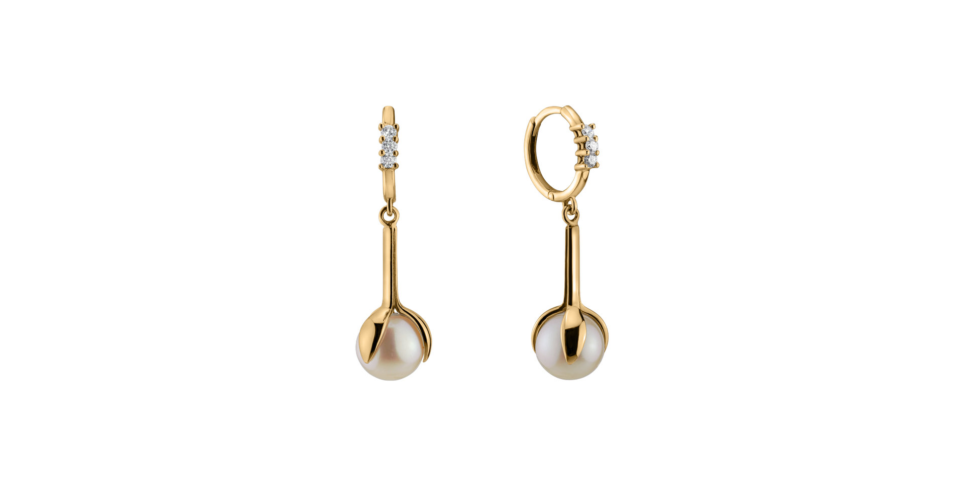 Diamond earrings with Pearl Ocean Flora