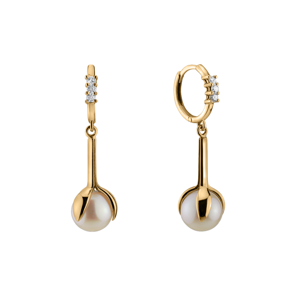 Diamond earrings with Pearl Ocean Flora