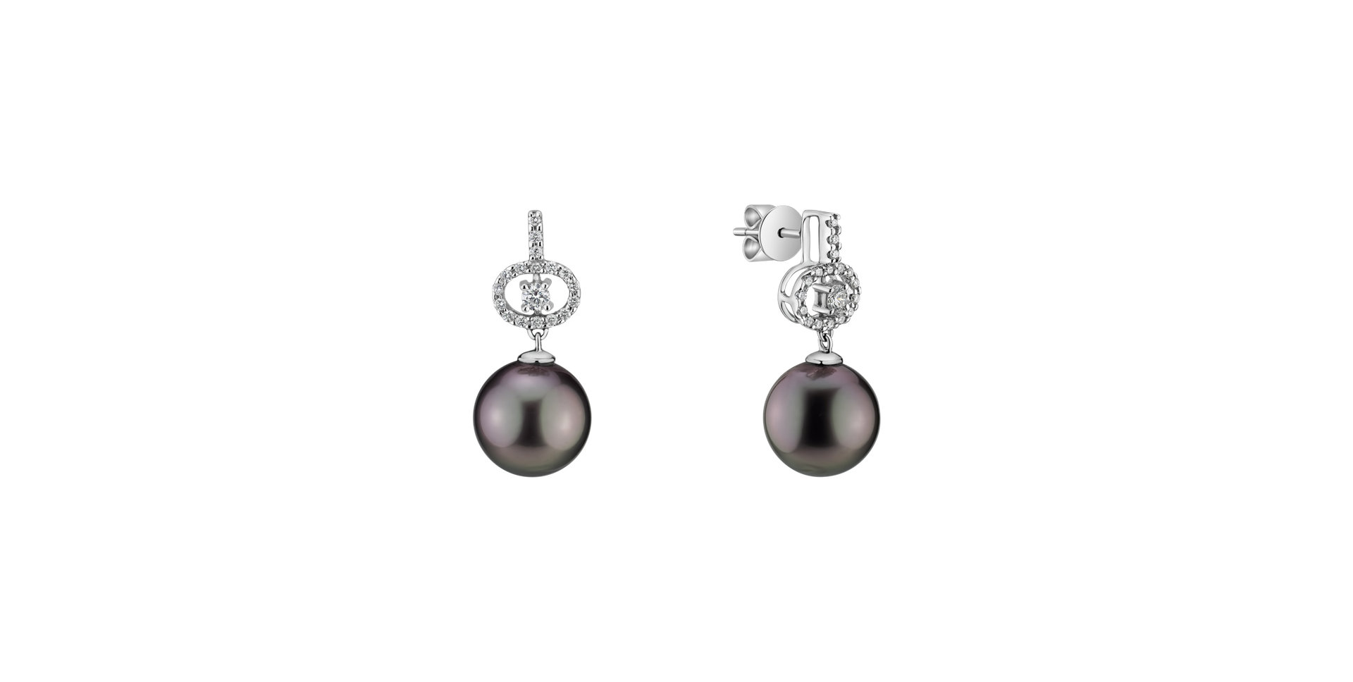 Diamond earrings with Pearl Living Deep